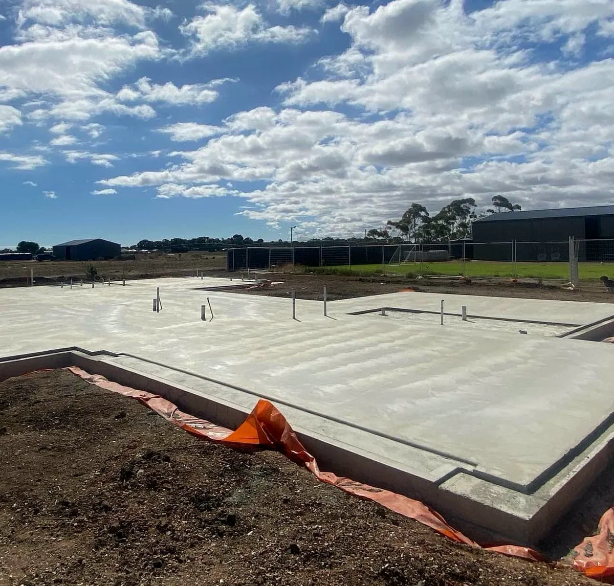 Finished house foundation slab ready for the frame